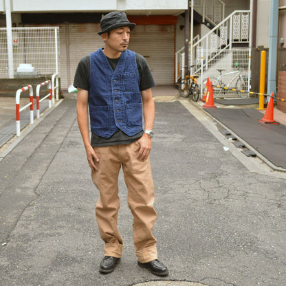 ONI DENIM "05100-3×3IDT" Indigo Twill Bio Wash Vest