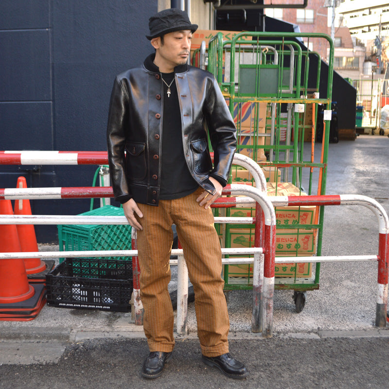 GREENEBAUM OVERALLS (WAREHOUSE) "1229" 1900 4POCKET HEAVY LEATHER BOUND OVERALL (DUCK STRIPE)