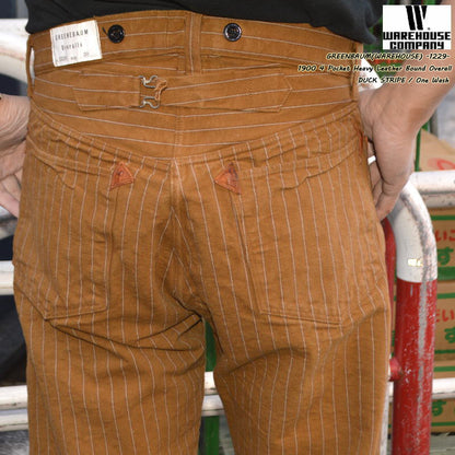 GREENEBAUM OVERALLS (WAREHOUSE) "1229" 1900 4POCKET HEAVY LEATHER BOUND OVERALL (DUCK STRIPE)