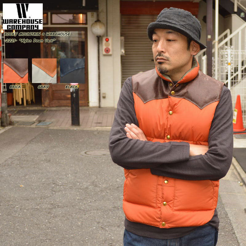 Black Friday!! 30%OFF!! ROCKY MOUNTAIN × WAREHOUSE "2221" NYLON DOWN VEST