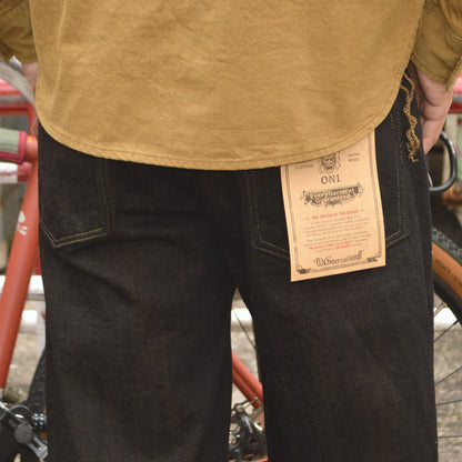 ONI DENIM "222 BKOL" 12oz Black × Olive Denim Super Wide Straight