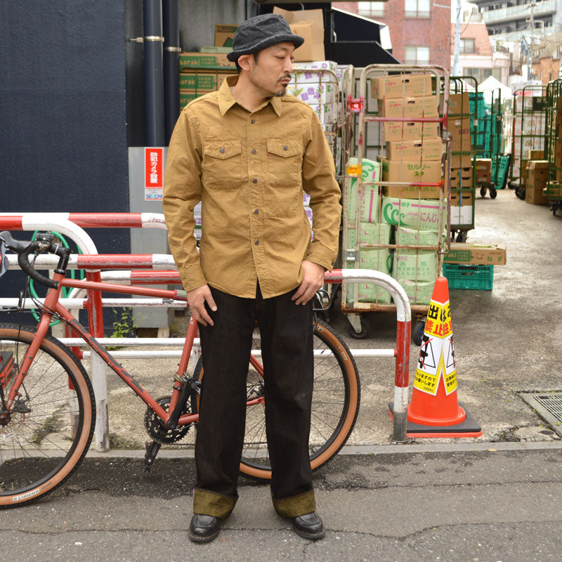 ONI DENIM "222 BKOL" 12oz Black × Olive Denim Super Wide Straight