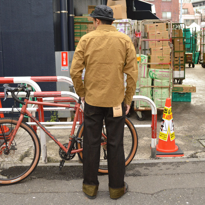ONI DENIM "222 BKOL" 12oz Black × Olive Denim Super Wide Straight