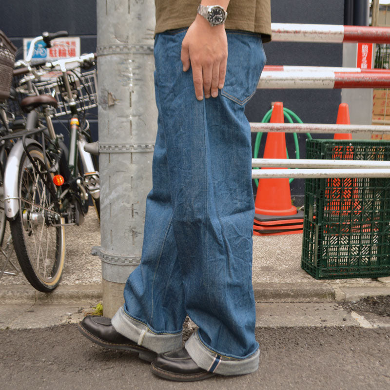 未使用 DIANTE EMBROIDERY DAMAGE DENIM BLUE Men's Blue Denim Jeans