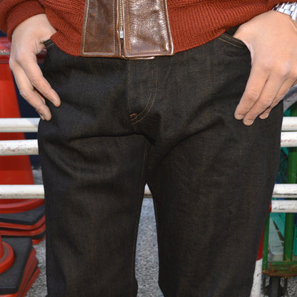ONI DENIM "246 BKOL" 12oz Black × Olive Denim Neat Straight