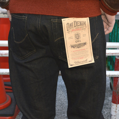 ONI DENIM "246 BKOL" 12oz Black × Olive Denim Neat Straight