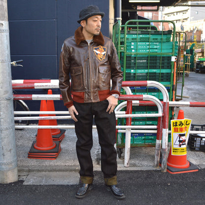 ONI DENIM "246 BKOL" 12oz Black × Olive Denim Neat Straight