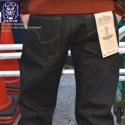 ONI DENIM "246 BKOL" 12oz Black × Olive Denim Neat Straight