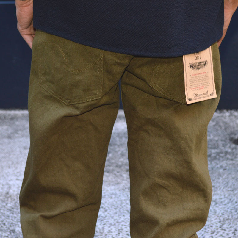 ONI DENIM "246-OLOL" 12oz tateyoko yarn-dyed sultide olive denim Neat Straight