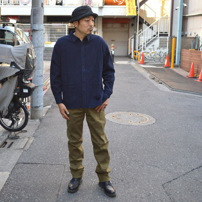 ONI DENIM "246-OLOL" 12oz tateyoko yarn-dyed sultide olive denim Neat Straight