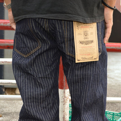 ONI DENIM、"266-HJS"、Drop Needle Jacquard Stripe Denim Relax Straight