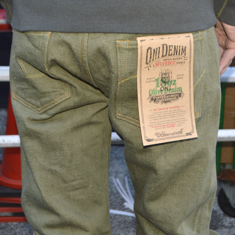 ONI DENIM "270-OLD18" 18oz Olive Denim New Regular Straight