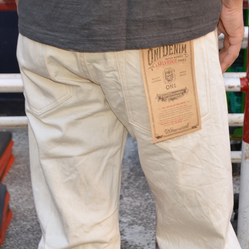 ONI DENIM "271-ECRU" 12.4oz OrganicCotton Selvedge Denim Just Right Straight