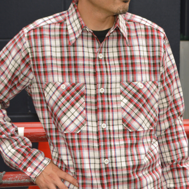 WAREHOUSE "3055 Type B" LONG SLEEVE CHECK WORK SHIRTS