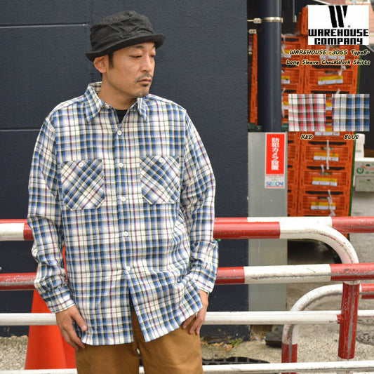 WAREHOUSE "3055 Type B" LONG SLEEVE CHECK WORK SHIRTS