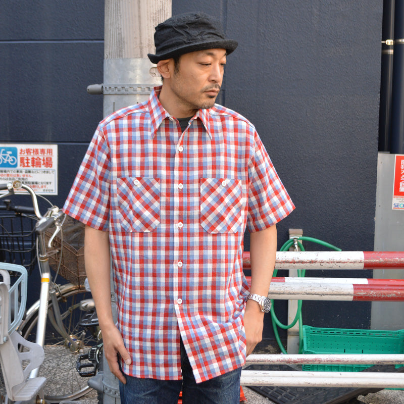 WAREHOUSE "3056 Type A" SHORT SLEEVE CHECK WORK SHIRTS