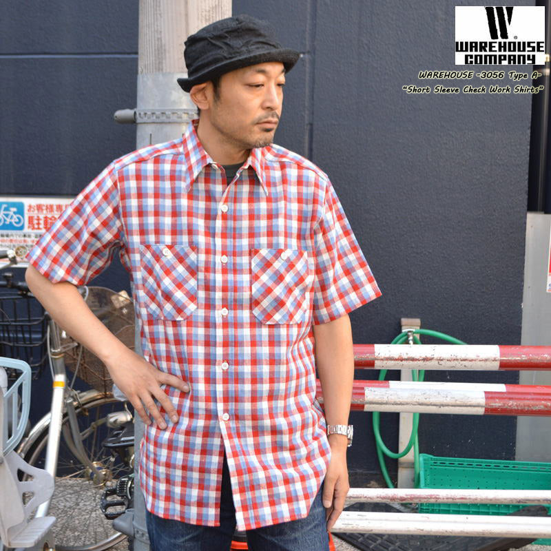 WAREHOUSE "3056 Type A" SHORT SLEEVE CHECK WORK SHIRTS