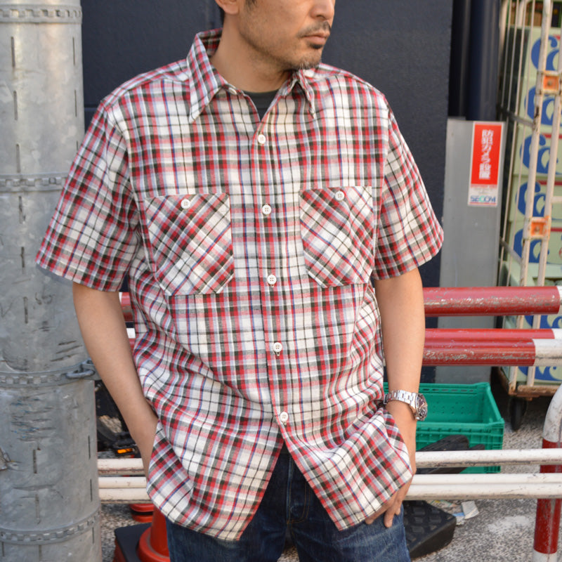 WAREHOUSE "3056 Type B" SHORT SLEEVE CHECK WORK SHIRTS
