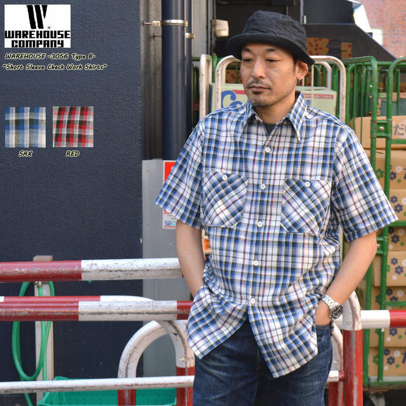 WAREHOUSE "3056 Type B" SHORT SLEEVE CHECK WORK SHIRTS