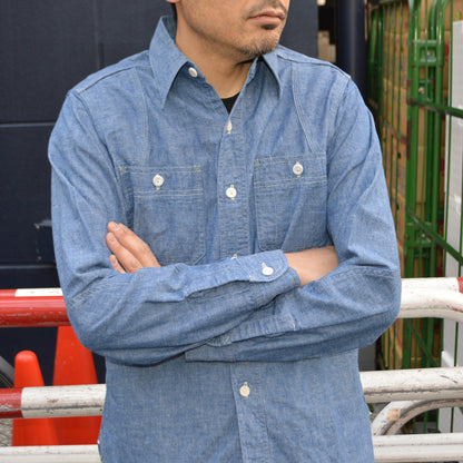 WAREHOUSE "3064" Ventilation Triple Stitch Chambray Shirts