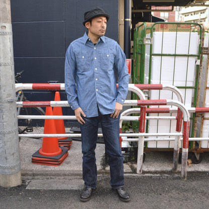 WAREHOUSE "3064" Ventilation Triple Stitch Chambray Shirts