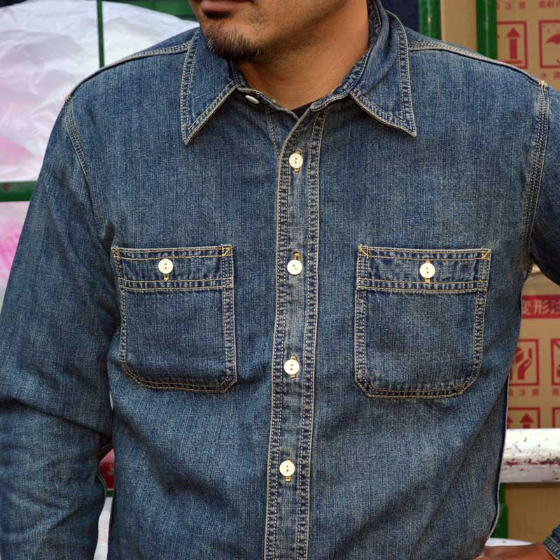 HOUSTON "40511" USA COTTON DENIM WORK SHIRT