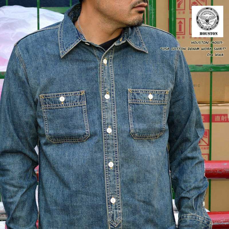 HOUSTON "40511" USA COTTON DENIM WORK SHIRT