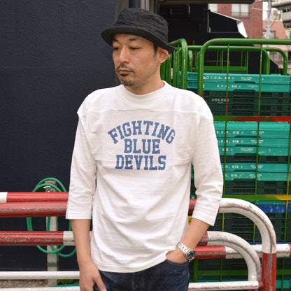 WARE HOUSE "4063 BLUE DEVILS" 3/4 Sleeve Football T-shirt