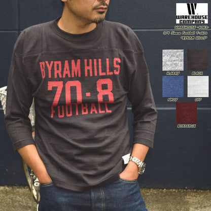 WARE HOUSE "4063 BYRAM HILLS" 3/4 Sleeve Football T-shirt "BYRAM HILLS"