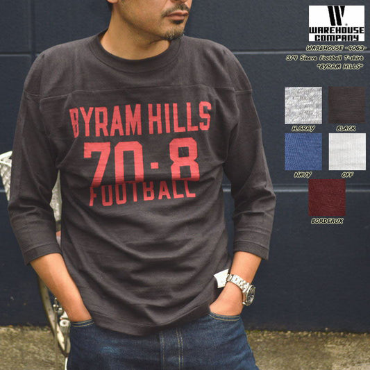 WARE HOUSE "4063 BYRAM HILLS" 3/4 Sleeve Football T-shirt "BYRAM HILLS"