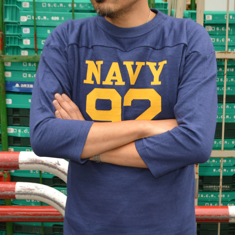 WARE HOUSE "4063 NAVY 92" 3/4 Sleeve Football T-shirt
