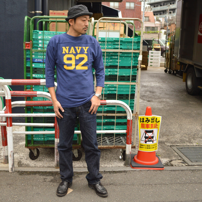 WARE HOUSE "4063 NAVY 92" 3/4 Sleeve Football T-shirt