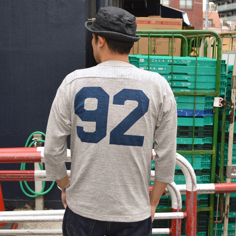 WARE HOUSE "4063 NAVY 92" 3/4 Sleeve Football T-shirt