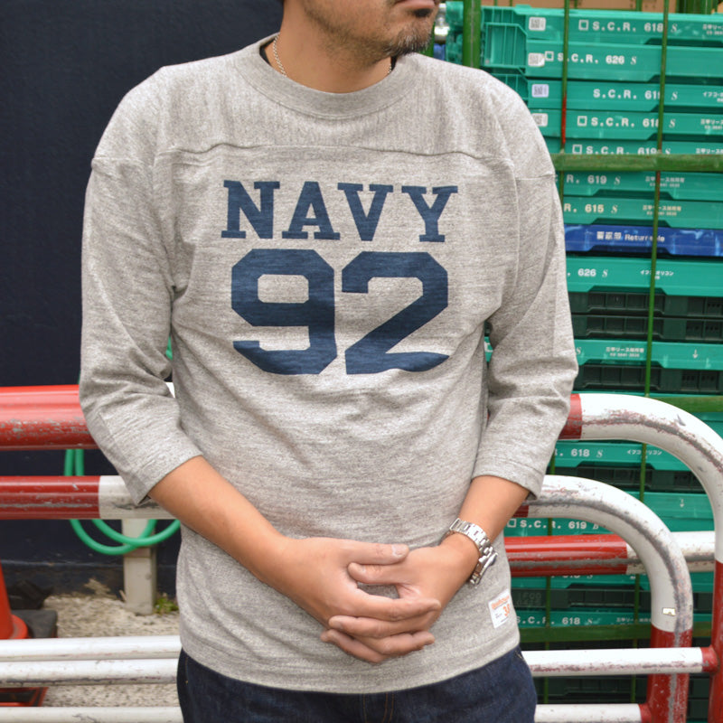 WARE HOUSE "4063 NAVY 92" 3/4 Sleeve Football T-shirt