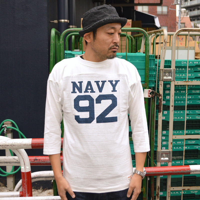 WARE HOUSE "4063 NAVY 92" 3/4 Sleeve Football T-shirt