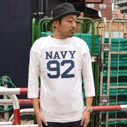 WARE HOUSE "4063 NAVY 92" 3/4 Sleeve Football T-shirt