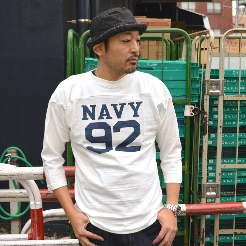 WARE HOUSE "4063 NAVY 92" 3/4 Sleeve Football T-shirt