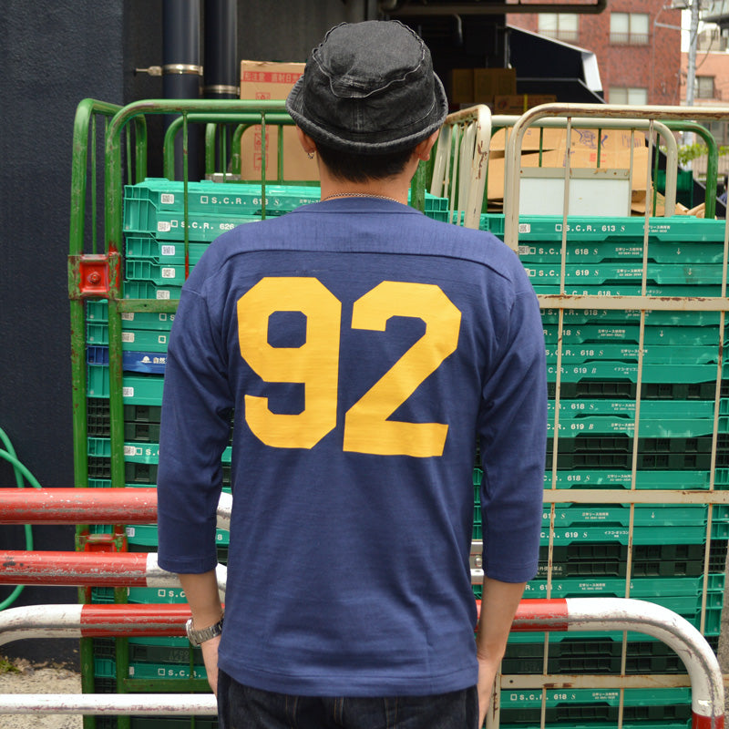 WARE HOUSE "4063 NAVY 92" 3/4 Sleeve Football T-shirt