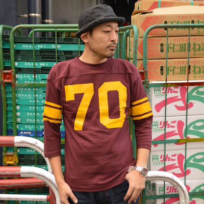 WARE HOUSE "4063 NO.70" 3/4 Sleeve Football T-shirt