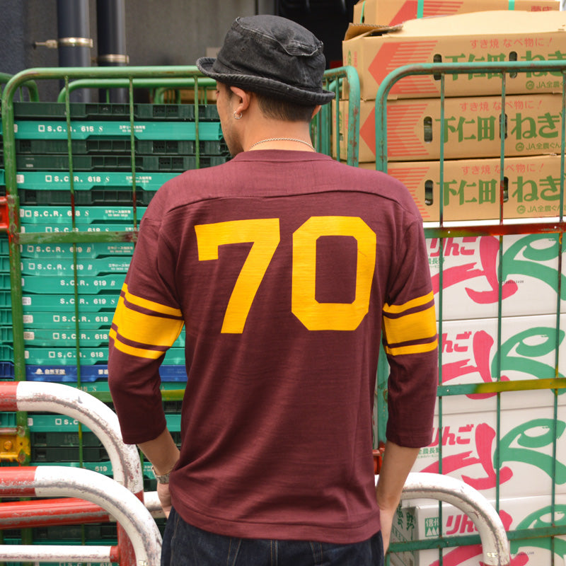 WARE HOUSE "4063 NO.70" 3/4 Sleeve Football T-shirt