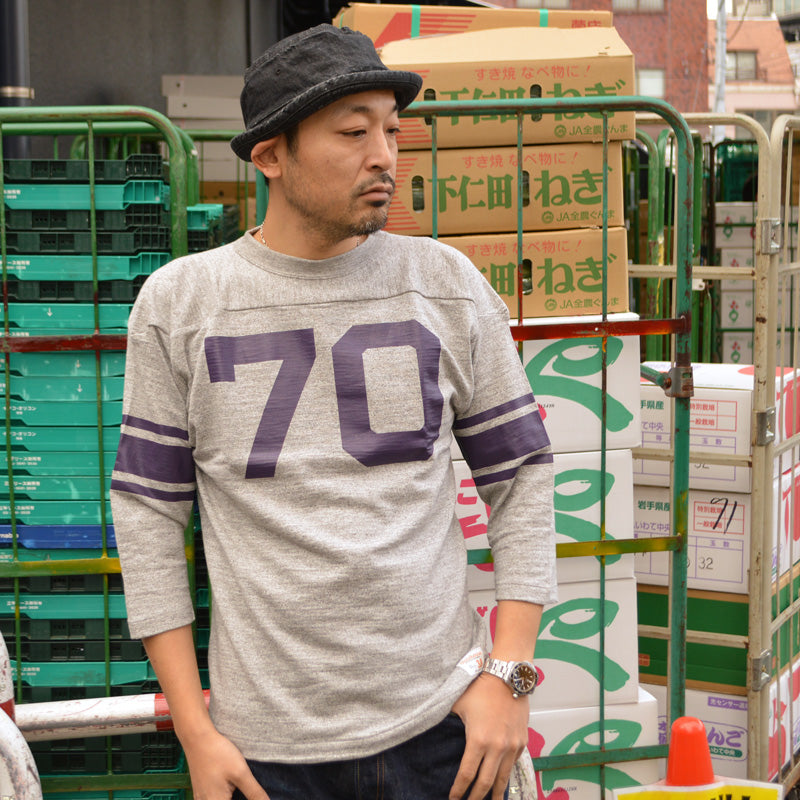 WARE HOUSE "4063 NO.70" 3/4 Sleeve Football T-shirt