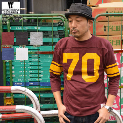 WARE HOUSE "4063 NO.70" 3/4 Sleeve Football T-shirt