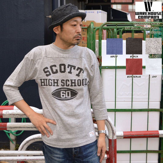 WARE HOUSE "4063 SCOTT" 3/4 Sleeve Football T-shirt