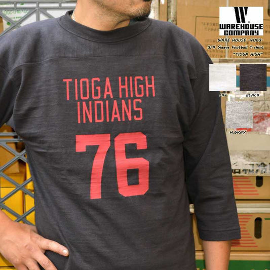 WARE HOUSE "4063 TIOGA HIGH" 3/4 Sleeve Football T-shirt "TIOGA HIGH"