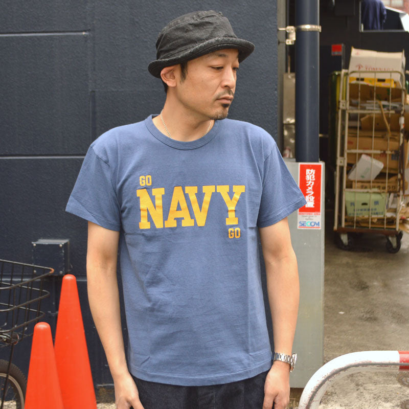 2ND-HAND (WAREHOUSE) "4064 GO NAVY" Print T-shirt