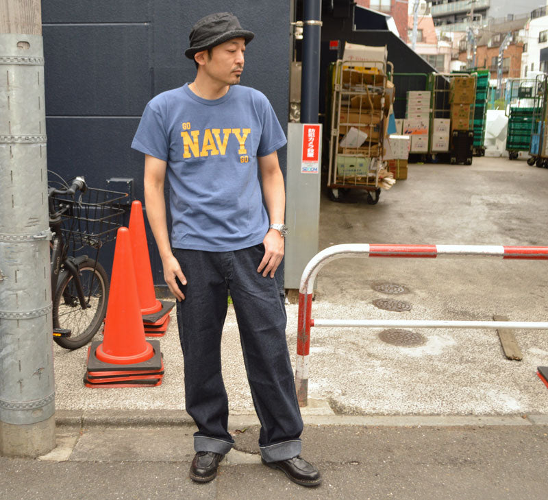 2ND-HAND (WAREHOUSE) "4064 GO NAVY" Print T-shirt