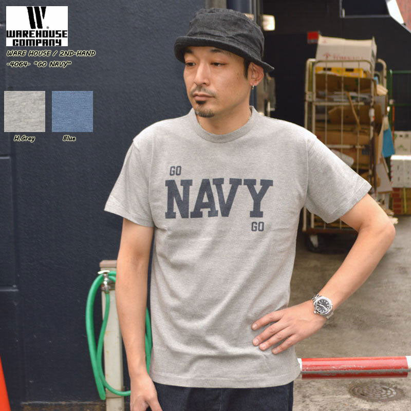 2ND-HAND (WAREHOUSE) "4064 GO NAVY" Print T-shirt