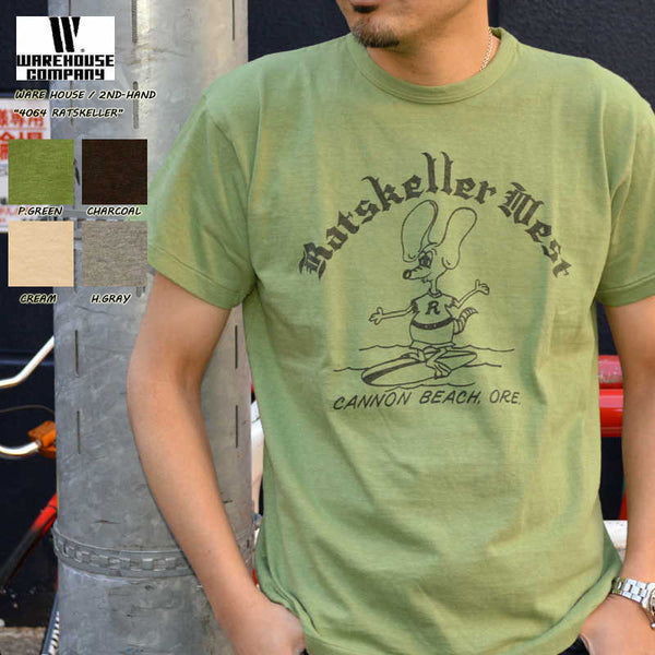 WAREHOUSE 2ND-HAND "4064 " "RATSKELLER" S/S Print T-shirt