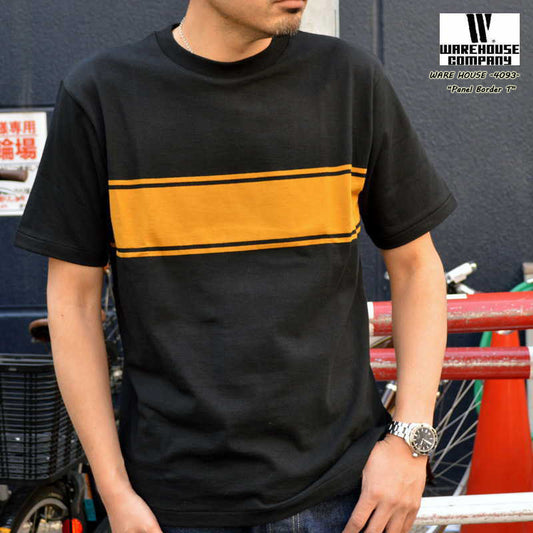 WARE HOUSE "4093" S/S Panel Border T-shirt