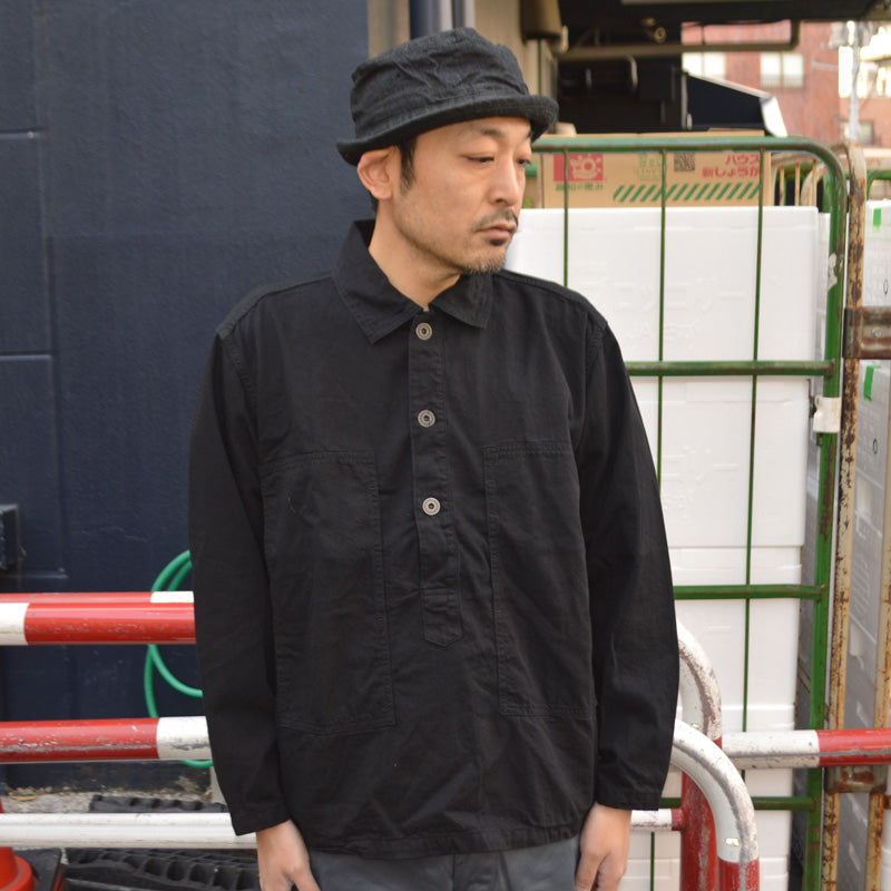 FULL COUNT "4097-1" US Army Black Black Denim Pullover Shirt